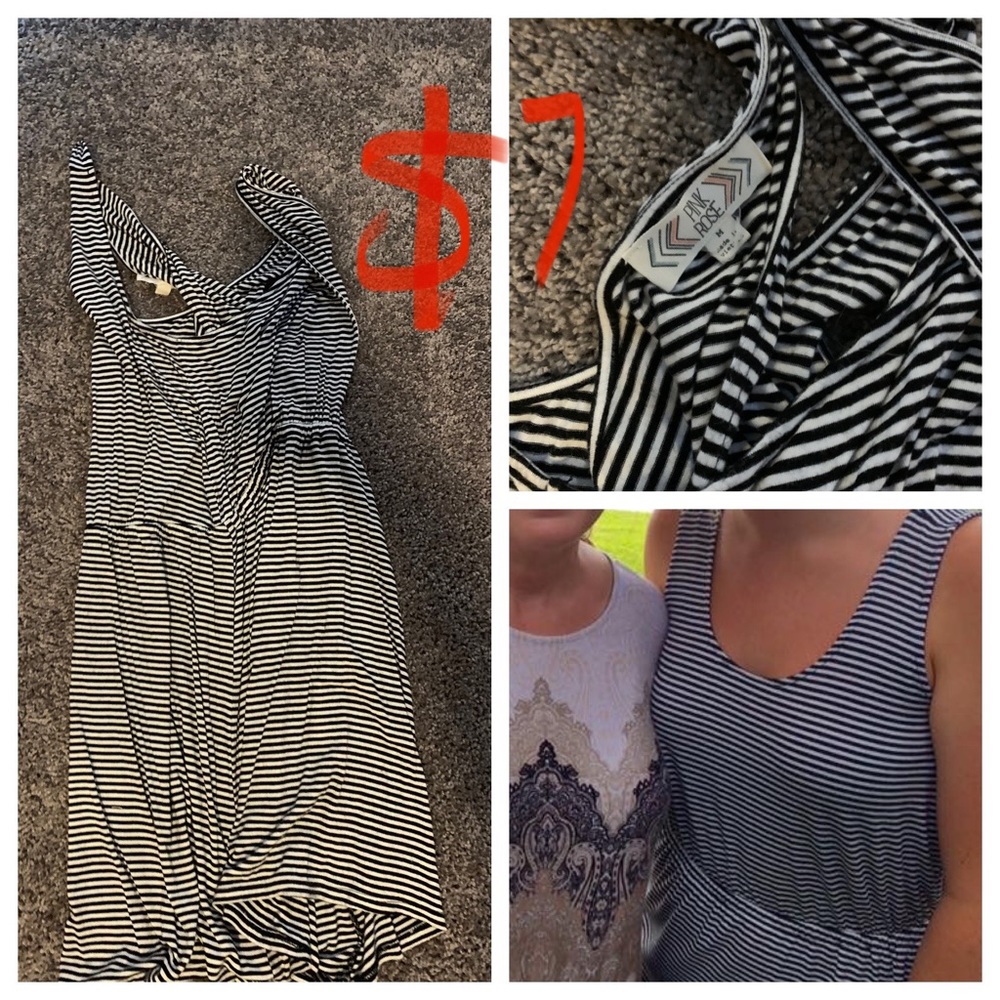 Black and white striped dress